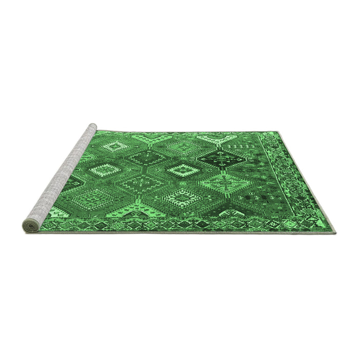 Sideview of Machine Washable Persian Emerald Green Traditional Area Rugs, wshtr4638emgrn
