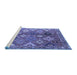 Sideview of Machine Washable Persian Blue Traditional Rug, wshtr4638blu