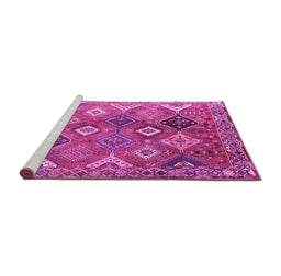 Sideview of Machine Washable Persian Pink Traditional Rug, wshtr4638pnk