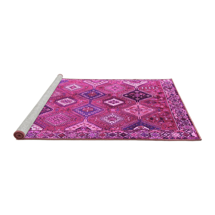 Sideview of Machine Washable Persian Pink Traditional Rug, wshtr4638pnk
