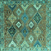 Square Persian Turquoise Traditional Rug, tr4638turq