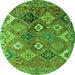 Square Persian Green Traditional Rug, tr4638grn
