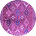 Round Machine Washable Persian Purple Traditional Area Rugs, wshtr4638pur