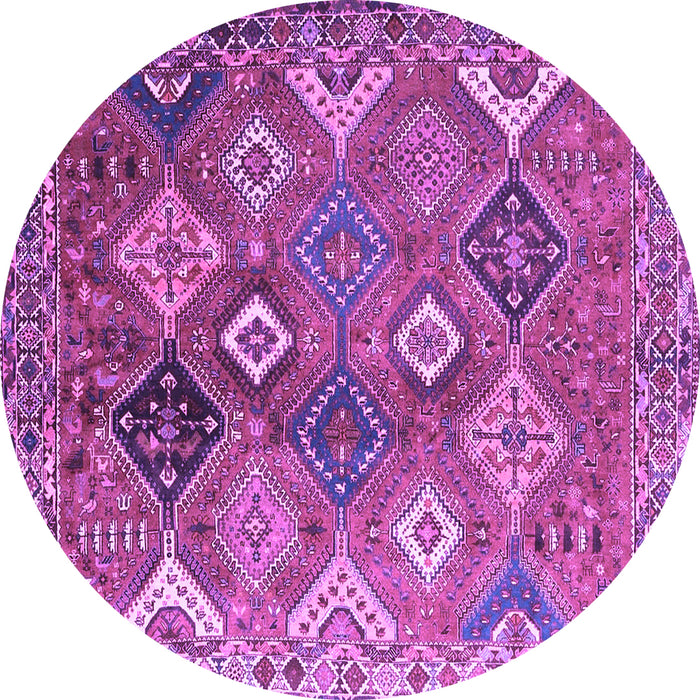 Round Persian Purple Traditional Rug, tr4638pur