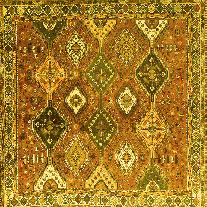 Square Machine Washable Persian Yellow Traditional Rug, wshtr4638yw