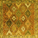 Square Machine Washable Persian Yellow Traditional Rug, wshtr4638yw