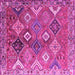 Square Machine Washable Persian Pink Traditional Rug, wshtr4638pnk