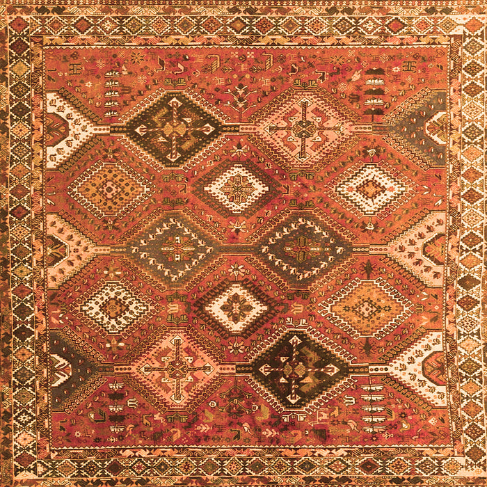 Round Machine Washable Persian Orange Traditional Area Rugs, wshtr4638org