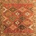 Round Machine Washable Persian Orange Traditional Area Rugs, wshtr4638org