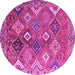 Round Persian Pink Traditional Rug, tr4638pnk