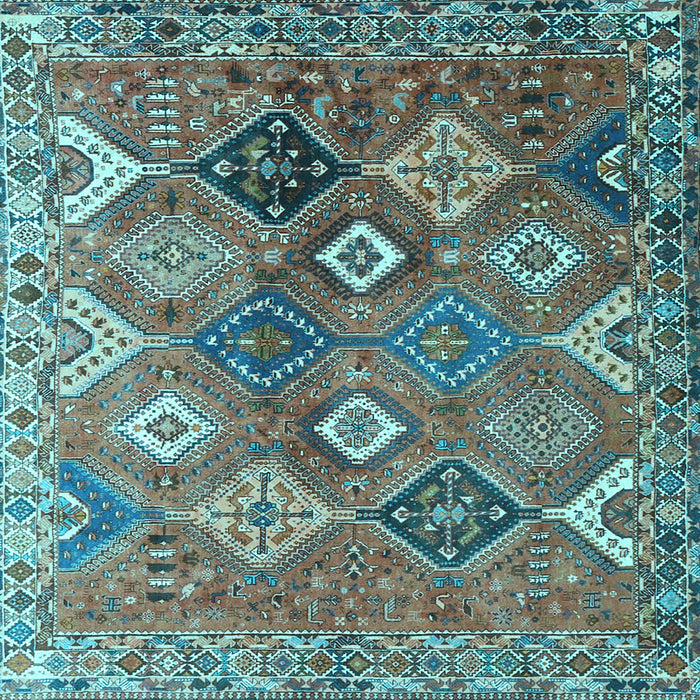 Square Machine Washable Persian Light Blue Traditional Rug, wshtr4638lblu