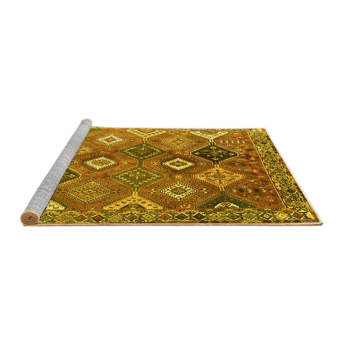 Sideview of Machine Washable Persian Yellow Traditional Rug, wshtr4638yw
