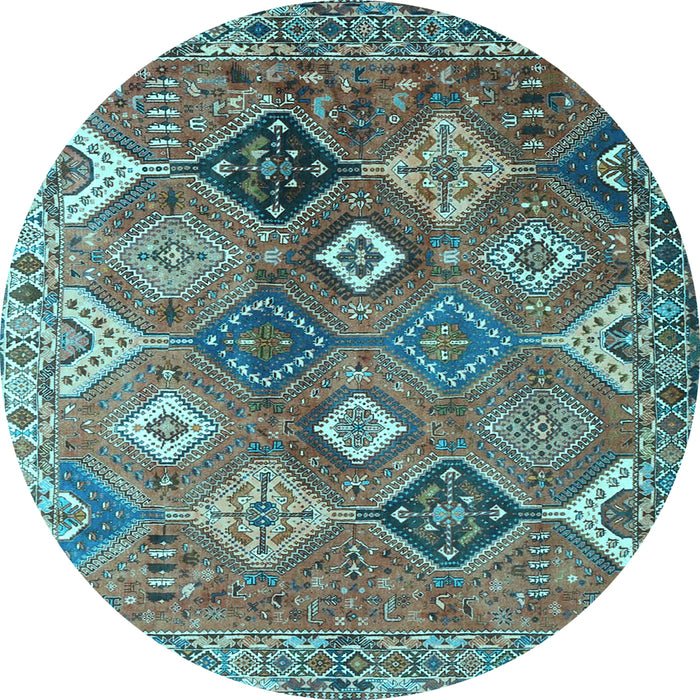 Round Persian Light Blue Traditional Rug, tr4638lblu