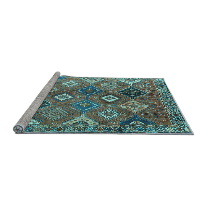 Sideview of Machine Washable Persian Light Blue Traditional Rug, wshtr4638lblu