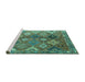 Sideview of Machine Washable Persian Turquoise Traditional Area Rugs, wshtr4638turq