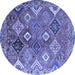 Round Persian Blue Traditional Rug, tr4638blu