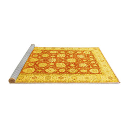 Sideview of Machine Washable Oriental Yellow Traditional Rug, wshtr4639yw