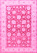 Machine Washable Oriental Pink Traditional Rug, wshtr4639pnk