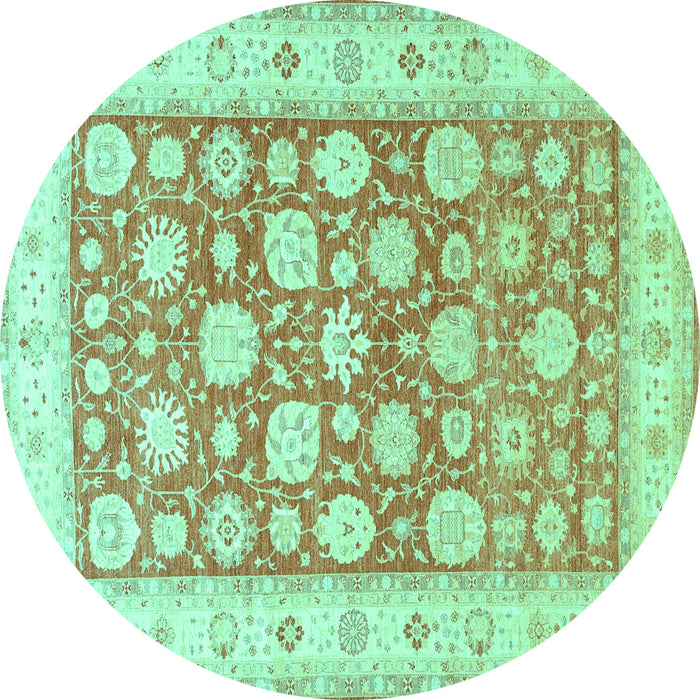 Round Machine Washable Oriental Turquoise Traditional Area Rugs, wshtr4639turq