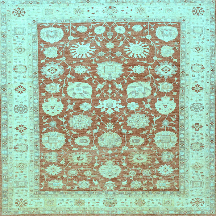 Square Machine Washable Oriental Light Blue Traditional Rug, wshtr4639lblu