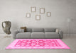 Machine Washable Oriental Pink Traditional Rug in a Living Room, wshtr4639pnk