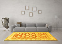 Machine Washable Oriental Yellow Traditional Rug, wshtr4639yw