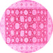 Round Oriental Pink Traditional Rug, tr4639pnk