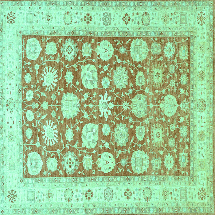 Square Machine Washable Oriental Turquoise Traditional Area Rugs, wshtr4639turq