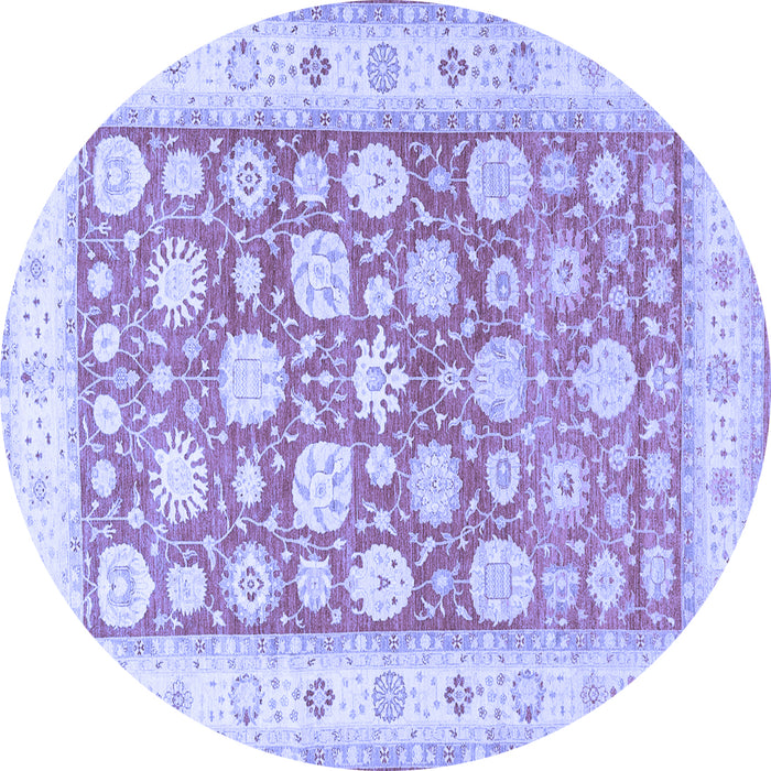 Round Machine Washable Oriental Blue Traditional Rug, wshtr4639blu