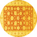 Round Oriental Yellow Traditional Rug, tr4639yw