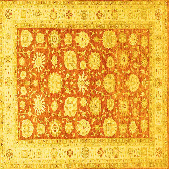 Square Oriental Yellow Traditional Rug, tr4639yw