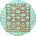 Round Oriental Light Blue Traditional Rug, tr4639lblu