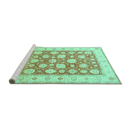 Sideview of Machine Washable Oriental Turquoise Traditional Area Rugs, wshtr4639turq
