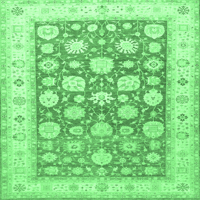 Square Oriental Emerald Green Traditional Rug, tr4639emgrn