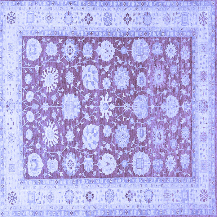 Square Machine Washable Oriental Blue Traditional Rug, wshtr4639blu