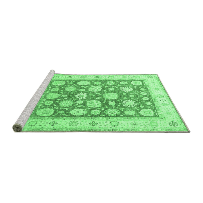 Sideview of Machine Washable Oriental Emerald Green Traditional Area Rugs, wshtr4639emgrn