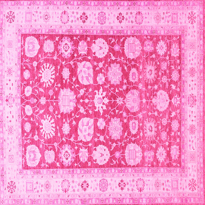 Square Machine Washable Oriental Pink Traditional Rug, wshtr4639pnk