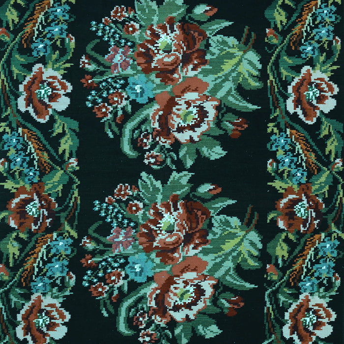 Machine Washable Medallion Light Blue French Rug, wshtr463lblu