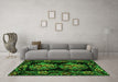 Machine Washable Medallion Green French Area Rugs in a Living Room,, wshtr463grn