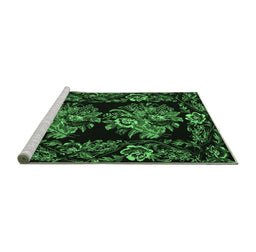 Sideview of Machine Washable Medallion Emerald Green French Area Rugs, wshtr463emgrn
