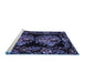 Sideview of Machine Washable Medallion Blue French Rug, wshtr463blu