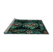 Sideview of Machine Washable Medallion Light Blue French Rug, wshtr463lblu