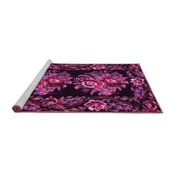 Sideview of Machine Washable Medallion Pink French Rug, wshtr463pnk