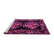 Sideview of Machine Washable Medallion Pink French Rug, wshtr463pnk