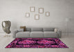 Machine Washable Medallion Pink French Rug in a Living Room, wshtr463pnk
