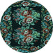 Round Medallion Light Blue French Rug, tr463lblu