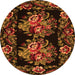 Square Medallion Orange French Rug, tr463org