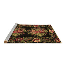 Sideview of Machine Washable Medallion Brown French Rug, wshtr463brn