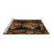 Sideview of Machine Washable Medallion Brown French Rug, wshtr463brn