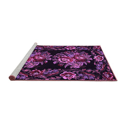 Sideview of Machine Washable Medallion Purple French Area Rugs, wshtr463pur